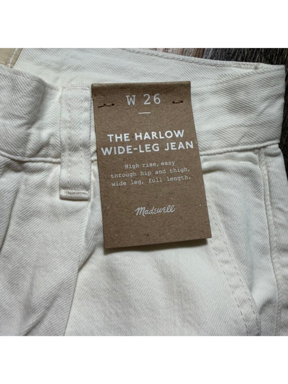 Madewell The Harlow Wide-Leg Jean: Airy Denim Edition Women's Size 26 White NWT! - Picture 3 of 6